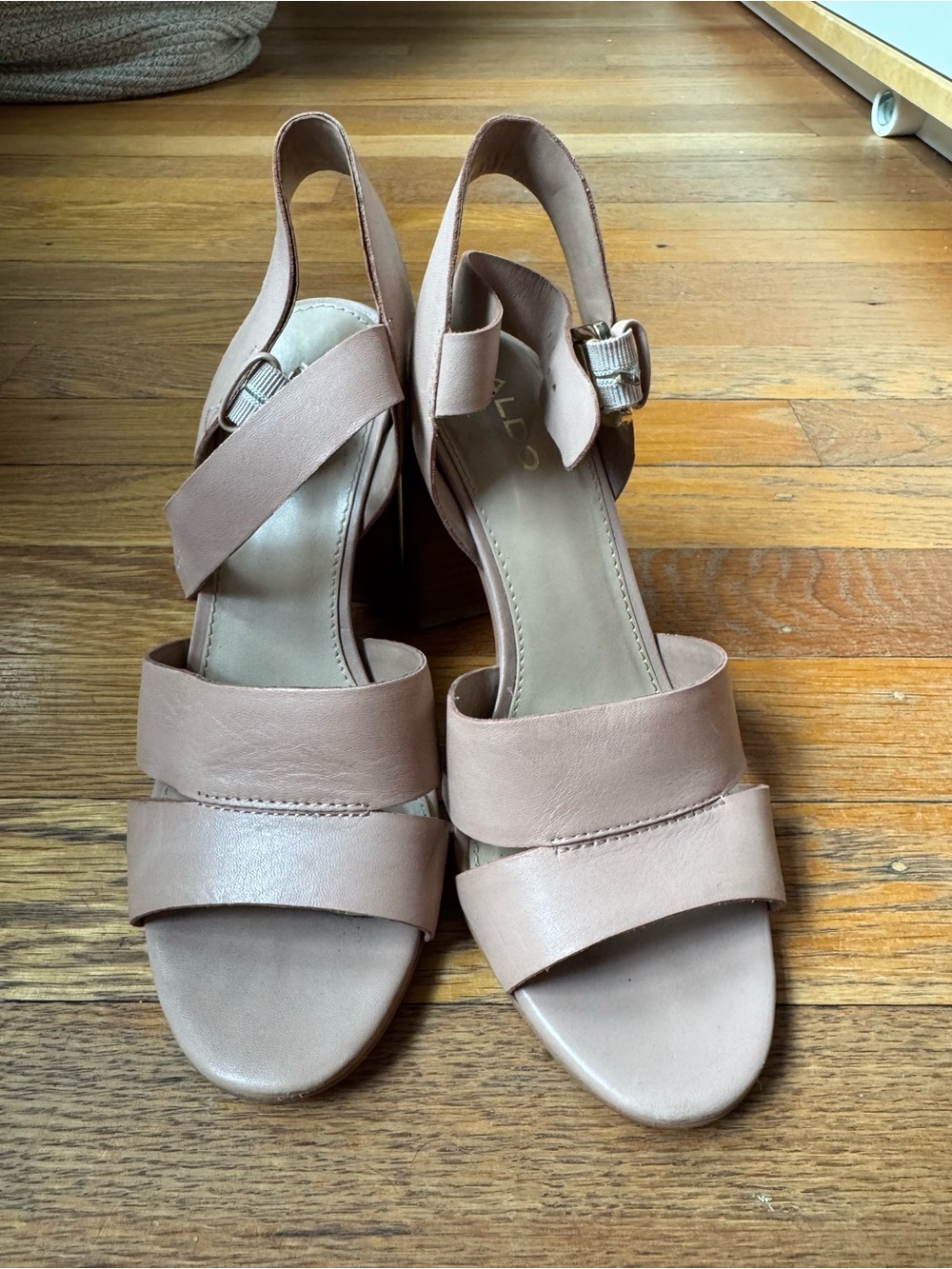 Aldo Caparosa Block Heel Slingback Sandals in Bone